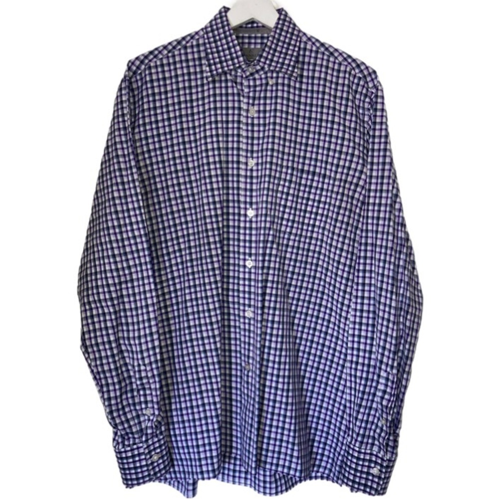 Canali Shirt Men’s Large Italy Tartan Plaid Long Sleeve Button Up Designer
